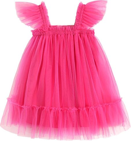 Arshiner Toddler Tulle Dress for Girls Layered Tutu Ruffle Dresses Swing Twirly Fairy Summer Birthday Party Wedding Sundress in Saudi Arabia