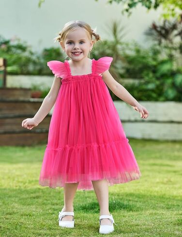 Arshiner Toddler Tulle Dress for Girls Layered Tutu Ruffle Dresses Swing Twirly Fairy Summer Birthday Party Wedding Sundress in Saudi Arabia