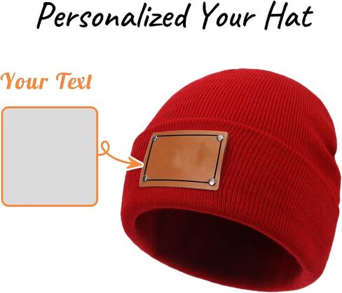 Custom Toddler Baby Beanies, Mama Mini Matching Hats, Leather Patch Baby Knit Hats, Winter Beanies for Infant, Kids Adults in Kuwait