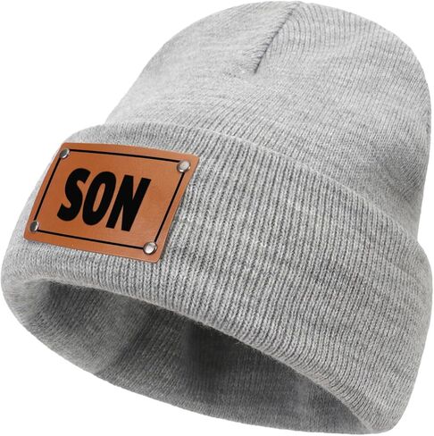 Custom Toddler Baby Beanies, Mama Mini Matching Hats, Leather Patch Baby Knit Hats, Winter Beanies for Infant, Kids Adults in Kuwait