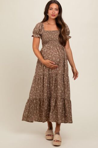 Pinkblush Floral Short Sleeve Gaternity Maxi Dress in Saudi Arabia
