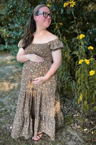 Pinkblush Floral Short Sleeve Gaternity Maxi Dress in Saudi Arabia