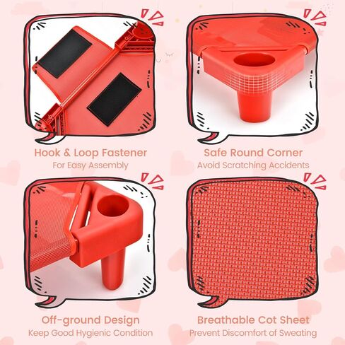 Stackable Daycare Cots for Kid -Pack of 6, Portable Preschool Cots, 52" L x 23" W, Ready-to-Assemble, Space-Saving Toddler Nap Cot for Sleeping, Resting, Naptime, Nursery in Kuwait