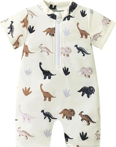 IBTOM CASTLE Infant Baby Boys Swimsuit One Piece Zipper Rash Guard Short Sleeve Toddler Swimwear Beach Bathing Suit in Saudi Arabia