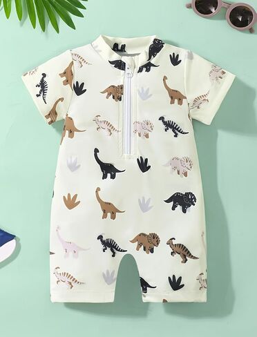 IBTOM CASTLE Infant Baby Boys Swimsuit One Piece Zipper Rash Guard Short Sleeve Toddler Swimwear Beach Bathing Suit in Saudi Arabia