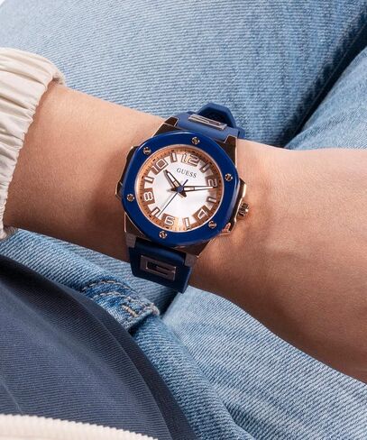 GUESS Ladies 38mm Watch - Pink Strap Pink Dial Two-Tone Case in Saudi Arabia