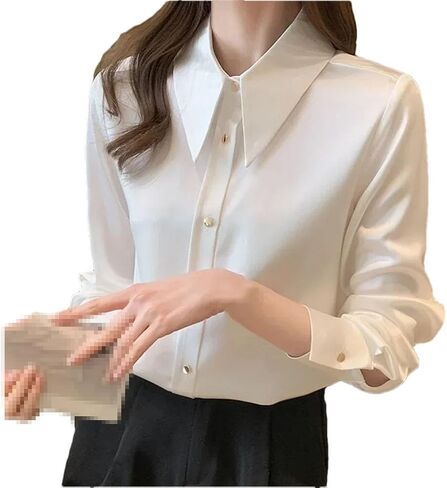 Women's Casual Single Breasted Shirts Square Collar Long Sleeve Solid Color Shirts in Saudi Arabia