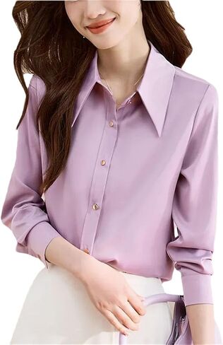 Women's Casual Single Breasted Shirts Square Collar Long Sleeve Solid Color Shirts in Saudi Arabia
