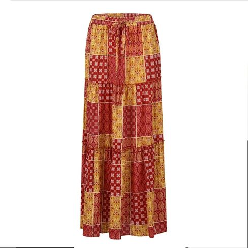 Women's Floral Print Midi Skirts 2025 Summer Aline Elastic High Waist Pleated Flowy Long Skirt Pockets Cute Skirts in Saudi Arabia