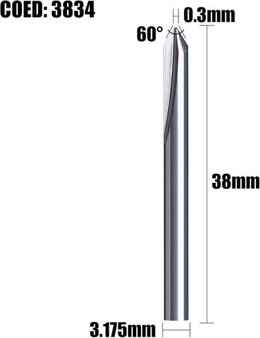5PCS CNC Engraving Bits, 60 Degree V Bits with 2-Flute Straight Groove 1/8¡± Shank 0.3mm Tip Carbide Tools in Saudi Arabia