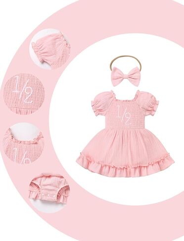 Imekis Baby Girl Half 1st عيد ميلاد الزي رومبير فستان رئيس الفراولة in Kuwait