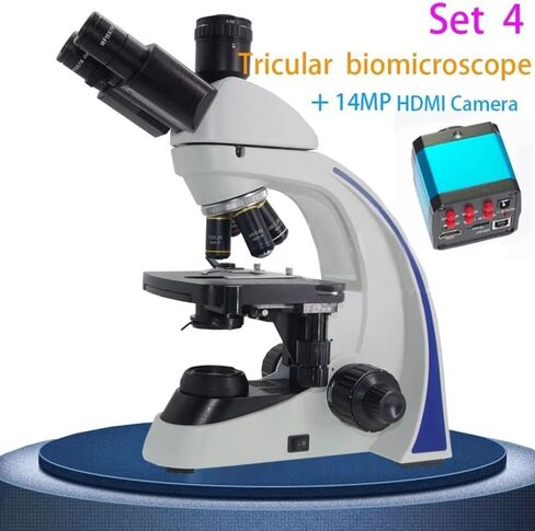 Microscope Kit 40X-1000X Lab Biological/Trinocular Microscope Set with USB 5MP/14MP HDMI Camera /9 inch HD Monitor Microscope Lens Adapters(Set 4 14MP Camera) in Saudi Arabia