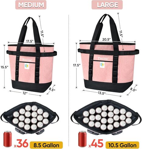 BALEINE Large 36-Can Cooler Bags Insulated, PEVA Soft Cooler Tote Bag, Insulated Grocery Bags with Zippered Top (8.5 Gallon, Black) in Kuwait