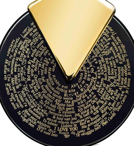 NanoStyle I Love You Necklace Pure Gold Inscribed in 120 Languages in Miniature Text onto a Spinning Round Black Onyx Gemstone Pendant for Birthday Gift, 18" Rolo Chain in Kuwait