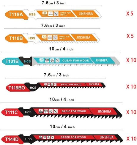 Jig Saw Blade 50pcs Tnandle Jigsaw Blade مع حالة تخزين ، مناسبة لقطع مجموعة متنوعة من المواد (الخشب ، البلاستيك ، المعدن) ، متوافق مع بانشوات الطاقة السائدة in Kuwait