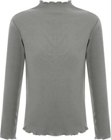 Kaerm Kids Girls Cotton Trime Trip Top Basic Long Cleeves Mock Neck Derthal Tops Tops Thirts Lundershirts in Kuwait
