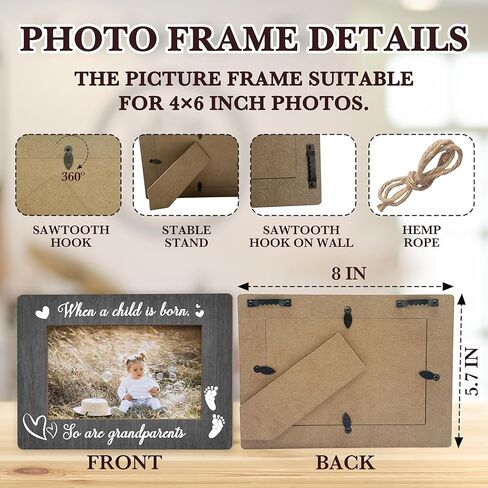 إطارات صور الأجداد ، عندما يولد طفل ، هدايا إطار صور للأجداد لعيد الميلاد ، إطارات الحفيد الأولى للجد الأول ، هدايا إعلان الحمل الجديدة -12 in Kuwait