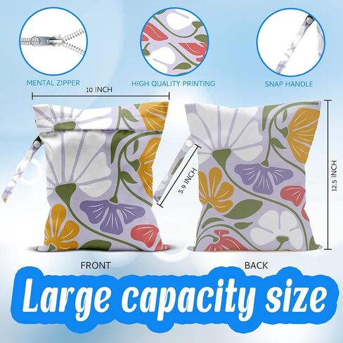 Wet Dry Wet Bag for Swimsuit Towel Baby Travel Cloth Diapers Beach Gym Toiletries Makeup Storage Bag Summer Vacation Essential Holiday Summer Vibes Boho Flower in Saudi Arabia