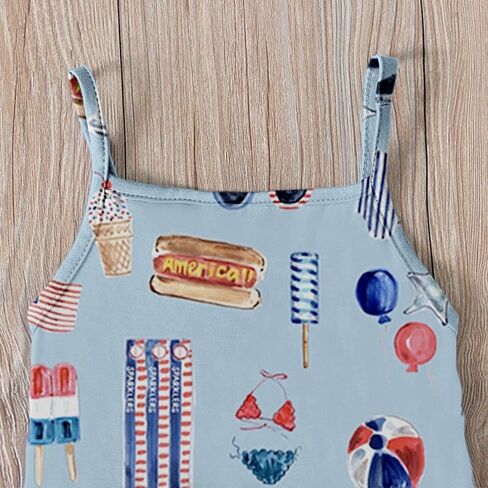 Toddler Girls Sleeveless Jumpsuit 4th Of July Overalls Harem Long Pants Girls Spaghetti Strap Romper Patriotic Outfit in Saudi Arabia