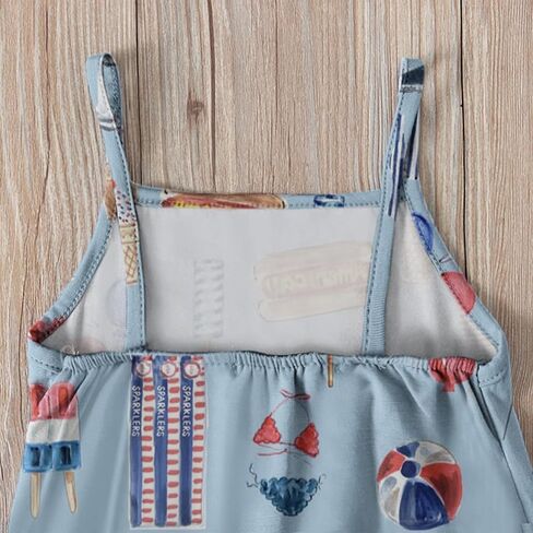 Toddler Girls Sleeveless Jumpsuit 4th Of July Overalls Harem Long Pants Girls Spaghetti Strap Romper Patriotic Outfit in Saudi Arabia