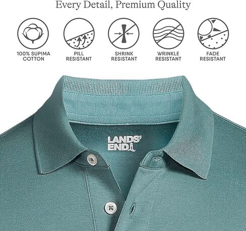 Lands' End Mens Short Sleeve Supima Polo Black Regular X-Large in Saudi Arabia