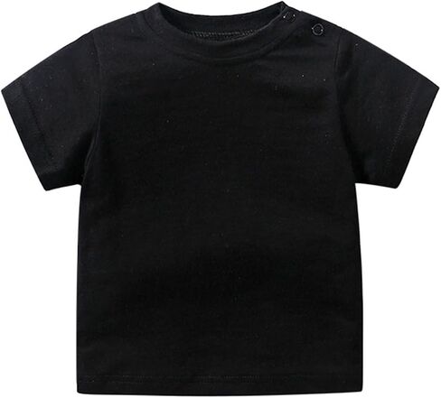 Kids Girls Boys Cotton Short Sleeve Solid Color Tee Shirts Crewneck Cute Summer for Toddler Baby Tops Undershirts in Kuwait