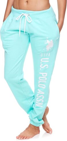 U.S. Polo Assn. Essentials Womens Lounge Pants with Pockets, Plus Size Sweatpants for Women (Blue Yonder Heather, 2X) in Saudi Arabia