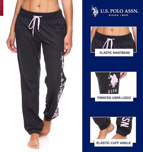 U.S. Polo Assn. Essentials Womens Lounge Pants with Pockets, Plus Size Sweatpants for Women (Blue Yonder Heather, 2X) in Saudi Arabia