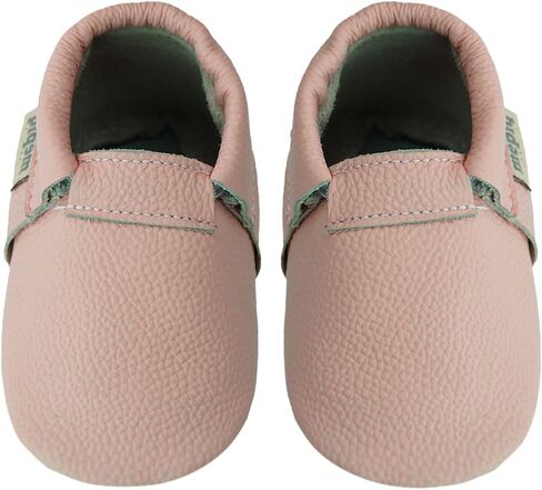 Toddler Moccasins Baby Shoes with Suede Sole, Soft Leather Anti Slip Crib Walking Baby Shoes Suitable for Indoor First Walking in Kuwait