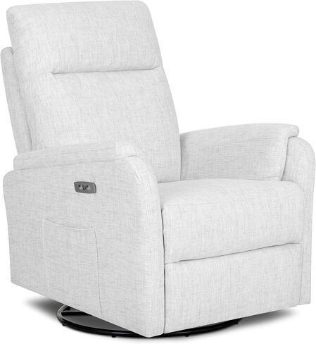 Evolur Noah Power Recline Glider with 275-Degree Swivel, Power Recline, Plush Padded Armrests, FSC Certified, in Fog Grey in Saudi Arabia
