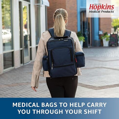 حقيبة ظهر هوبكنز ميديكال برودكتس المضادة للميكروبات EZ-View 21st Century Plus: واسعة وآمنة ومنظمة - مثالية لمحترفي الرعاية الصحية المنزلية، 11.5 بوصة × 9 بوصة × 16 بوصة in Kuwait