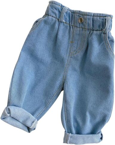 jeggings للأولاد والبنات ، فتاة طفلة جينز جينز سراويل عالية الخصر بخصر الحريم in Kuwait