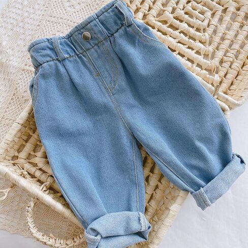 jeggings للأولاد والبنات ، فتاة طفلة جينز جينز سراويل عالية الخصر بخصر الحريم in Kuwait
