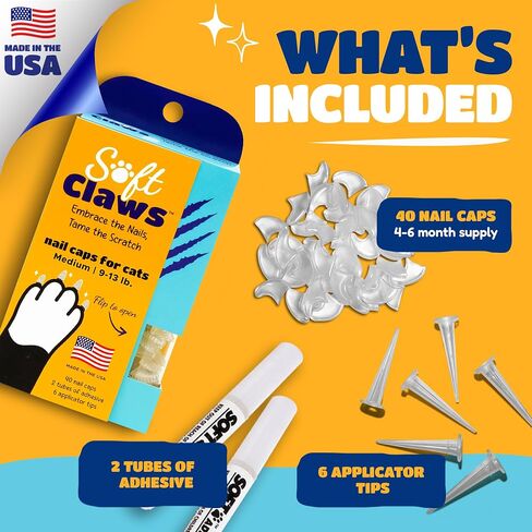 Soft Claws Silver Sparkle Cat Nail Caps, Medium in Kuwait