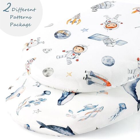 GRSSDER Stretty Ultra Soft Passinet Sheet Set 2 Pack ، ملاءمة عالميًا للباسينيتس المهد الموسى سلة مرتبة مستطيلة آمنة ومركبة ، مسبحة البحر والفضاء الأنيقة in Kuwait