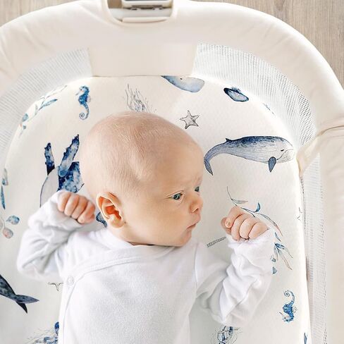 GRSSDER Stretty Ultra Soft Passinet Sheet Set 2 Pack ، ملاءمة عالميًا للباسينيتس المهد الموسى سلة مرتبة مستطيلة آمنة ومركبة ، مسبحة البحر والفضاء الأنيقة in Kuwait