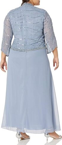 J Kara Women's Plus Size 3/4 Sleeve V-Neck Long Beaded Dress in Kuwait