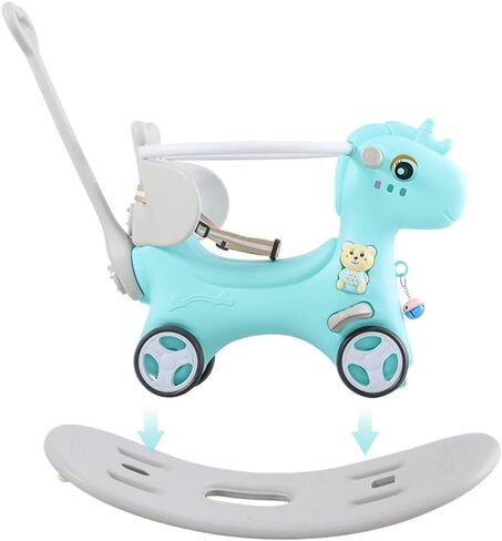 Rocking Horse for Toddlers 1-3 Years,4 in 1 Design, Kids Ride on Toy Balance Bike Push Cart with Detachable Balance Board,Fun Birthday Gifts-Blue in Kuwait