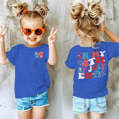 Kekemi Toddler Girls 4th من يوليو قمصان في الرابع من يوليو من عصر العلم الأمريكي Tees USA Day Independence Tops in Kuwait
