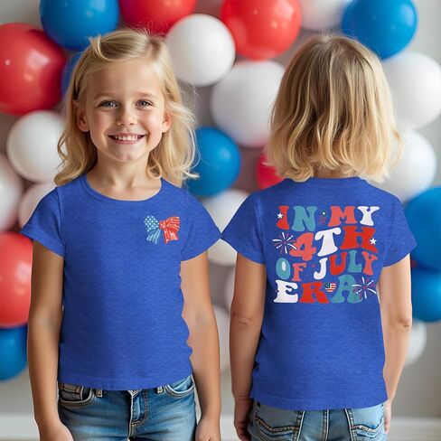 Kekemi Toddler Girls 4th من يوليو قمصان في الرابع من يوليو من عصر العلم الأمريكي Tees USA Day Independence Tops in Kuwait
