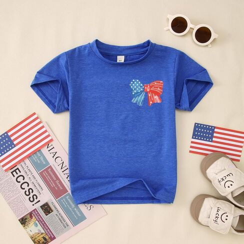 Kekemi Toddler Girls 4th من يوليو قمصان في الرابع من يوليو من عصر العلم الأمريكي Tees USA Day Independence Tops in Kuwait
