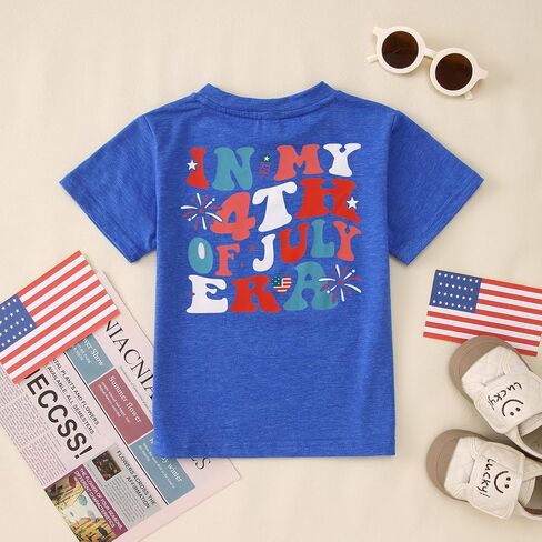 Kekemi Toddler Girls 4th من يوليو قمصان في الرابع من يوليو من عصر العلم الأمريكي Tees USA Day Independence Tops in Kuwait