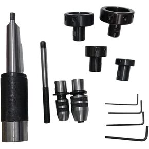Bluefox 2mt مخرطة Tailstock Tap and Die Set | انزلاق النوع العائم مرفق حامل يموت في 2MT Shank | مثالي لخيوط وتنصت ، قطع الخيوط المحاذاة بدقة على المخرطة