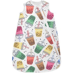 vvfelixl Toddler Sleep Sack for Newborn Cartoon Tapioca Pearls Baby Wearable Blanket Sleeveless Swaddle Transition Sleeping Bags for Infant Babys Sleep Suit for 12-24 Months