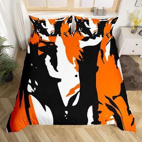 jejeloiu Abstract Art Comforter Cover Toddler Kids Simple Modern Geometric Bedding Set for Boys Girls Yellow White Black Painting Duvet Cover Room Decor（No Comforter