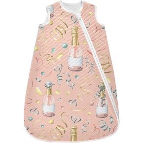 vvfelixl Toddler Sleep Sack for Newborn Bottles of Pink Champagne Baby Wearable Blanket Sleeveless Swaddle Transition Sleeping Bags for Infant Babys Sleep Suit for 12-24 Months