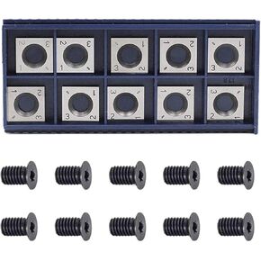 10Pcs 14mm Square Straight Carbide Cutter Insert with 10Pcs M610mm Screws for Working Spiral/Helical Planer Cutter Head Lathe