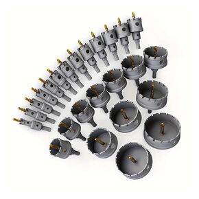 Tungsten Carbide Tipped Hole Saw Drill Bit Set with 3 Titanium-Plated Bits - Heavy Duty Cutter for Iron, Wood etc(11Pcs)