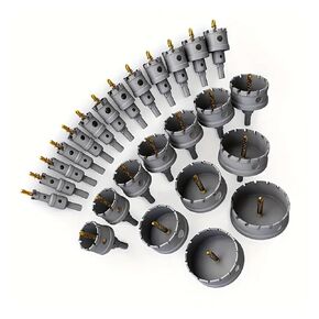 Tungsten Carbide Tipped Hole Saw Drill Bit Set with 3 Titanium-Plated Bits - Heavy Duty Cutter(12Pcs 14-60mm)