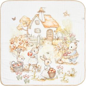 Baby Blanket Cotton Bamboo Blend - بطانيات قماط شاشية ناعمة للفتيات من الأطفال حديثي الولادة ، 43 "x43" بطانية من سرير الحضانة خفيفة الوزن ، تتلقى غلافًا للطفل الصغير (Bear Rabbit)